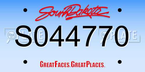 S044770 South Dakota License Plate