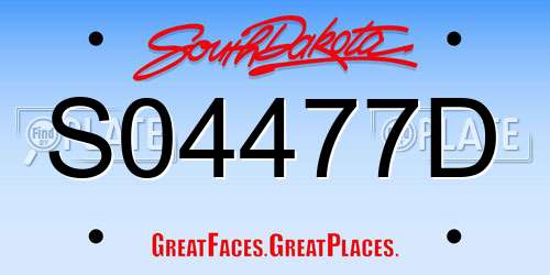 S04477D South Dakota License Plate