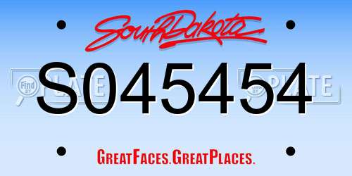 S045454 South Dakota License Plate