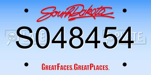 S048454 South Dakota License Plate