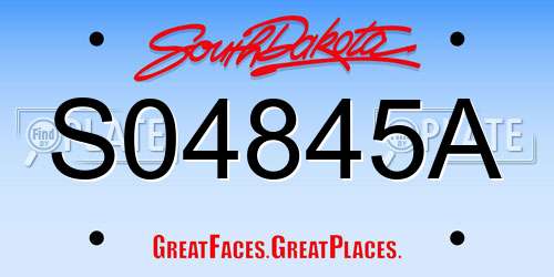 S04845A South Dakota License Plate