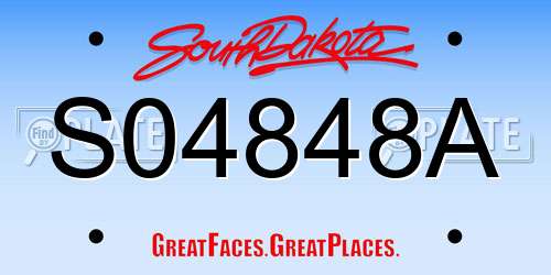 S04848A South Dakota License Plate