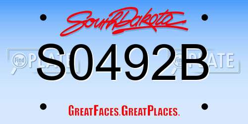 S0492B South Dakota License Plate