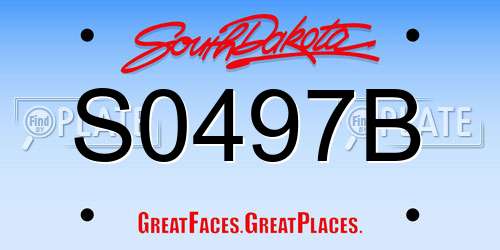 S0497B South Dakota License Plate