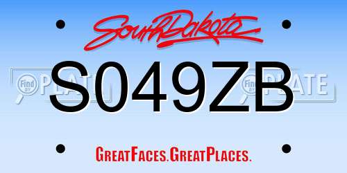 S049ZB South Dakota License Plate