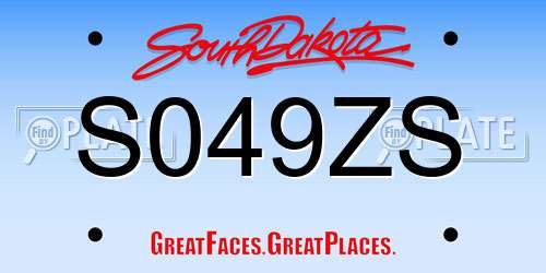S049ZS South Dakota License Plate