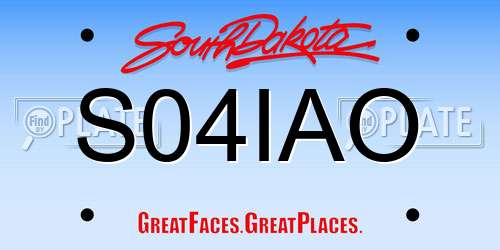 S04IAO South Dakota License Plate