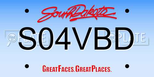 S04VBD South Dakota License Plate