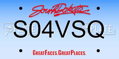 S04VSQ South Dakota License Plate