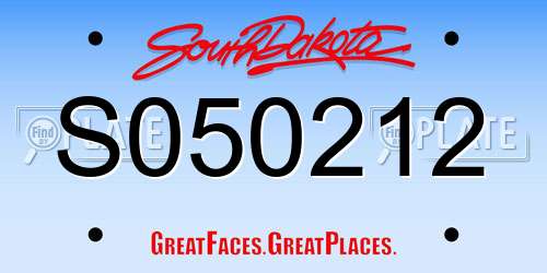S050212 South Dakota License Plate