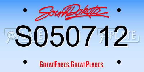 S050712 South Dakota License Plate