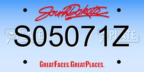 S05071Z South Dakota License Plate