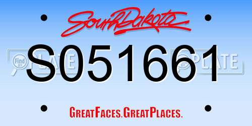 S051661 South Dakota License Plate