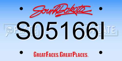 S05166I South Dakota License Plate