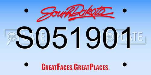 S051901 South Dakota License Plate