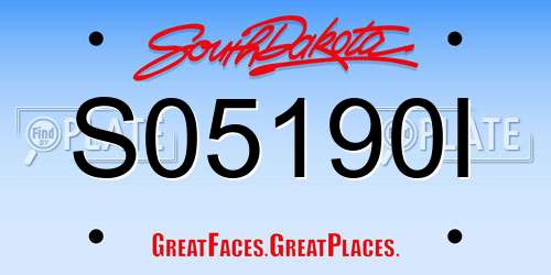 S05190I South Dakota License Plate