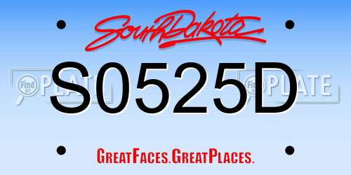 S0525D South Dakota License Plate