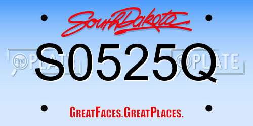 S0525Q South Dakota License Plate