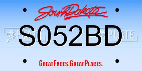 S052BD South Dakota License Plate