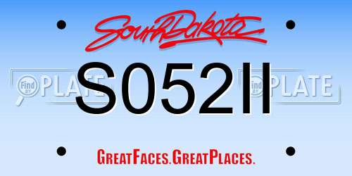 S052II South Dakota License Plate