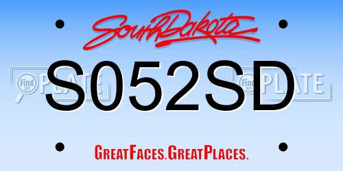 S052SD South Dakota License Plate