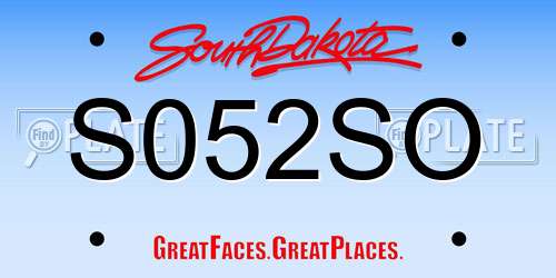 S052SO South Dakota License Plate