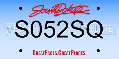 S052SQ South Dakota License Plate