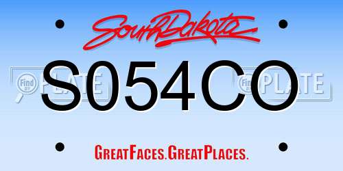 S054CO South Dakota License Plate