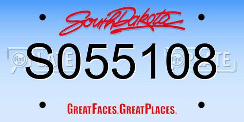 S055108 South Dakota License Plate