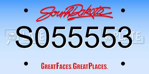 S055553 South Dakota License Plate