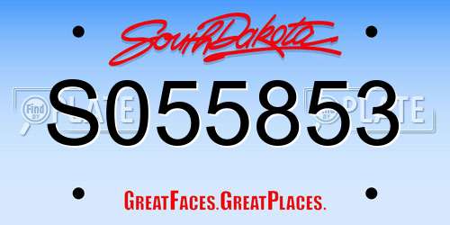 S055853 South Dakota License Plate