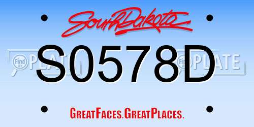 S0578D South Dakota License Plate