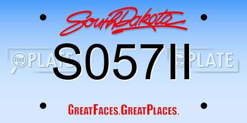 S057II South Dakota License Plate