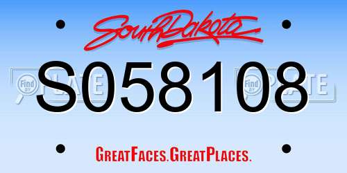 S058108 South Dakota License Plate