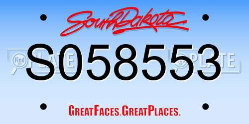 S058553 South Dakota License Plate
