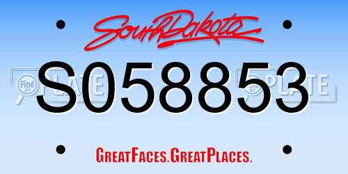 S058853 South Dakota License Plate