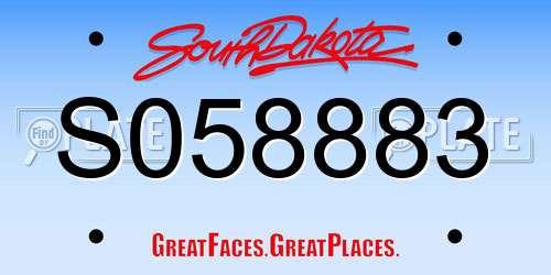 S058883 South Dakota License Plate
