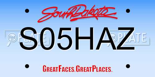 S05HAZ South Dakota License Plate