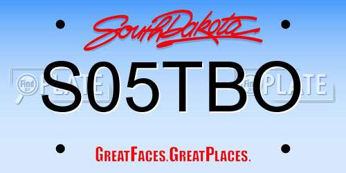 S05TBO South Dakota License Plate