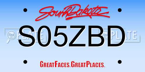 S05ZBD South Dakota License Plate