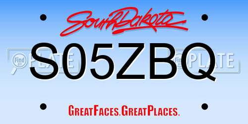 S05ZBQ South Dakota License Plate