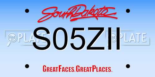 S05ZII South Dakota License Plate