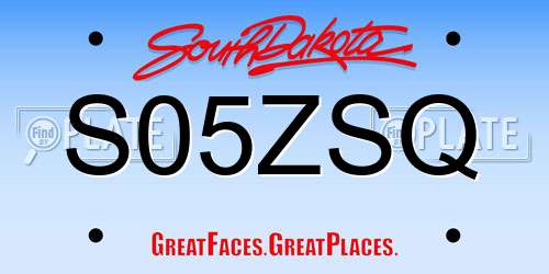 S05ZSQ South Dakota License Plate