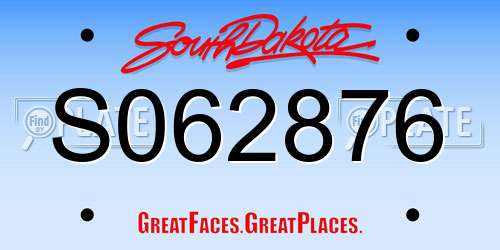 S062876 South Dakota License Plate