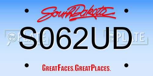 S062UD South Dakota License Plate