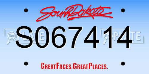 S067414 South Dakota License Plate