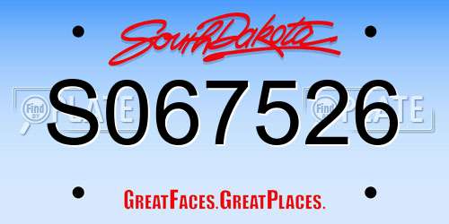 S067526 South Dakota License Plate
