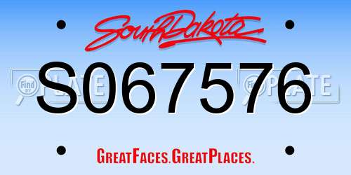 S067576 South Dakota License Plate