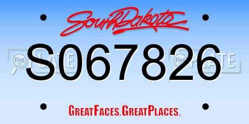 S067826 South Dakota License Plate