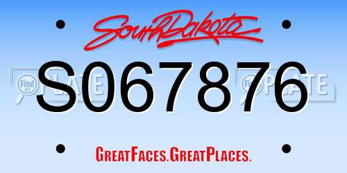 S067876 South Dakota License Plate